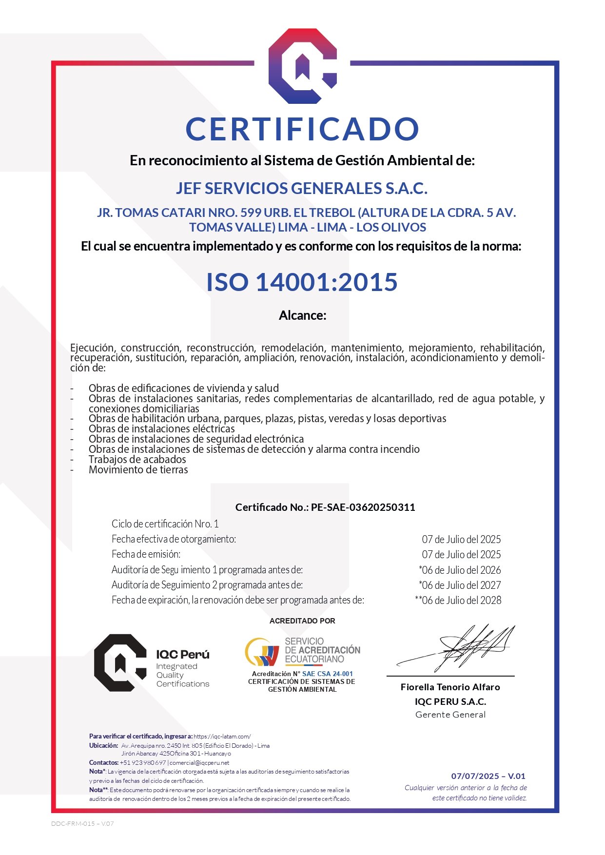 ISO 14001 certificación